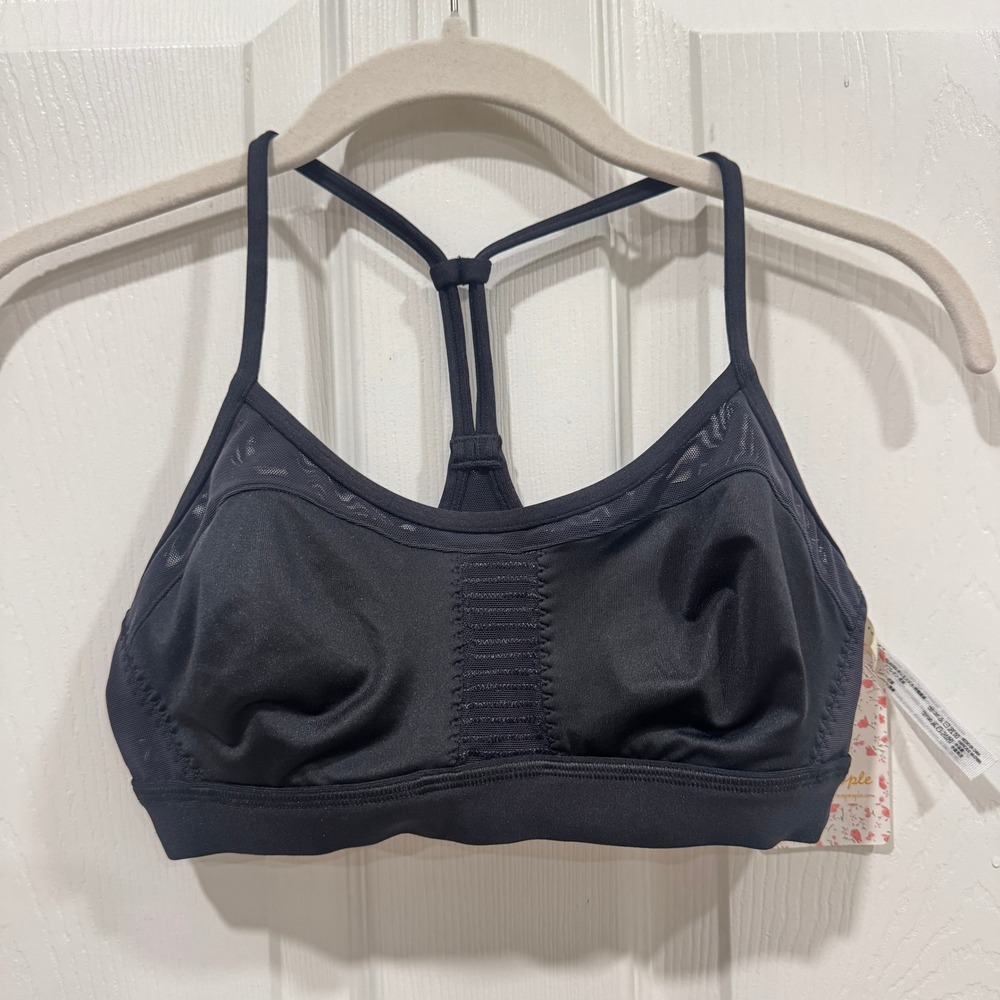 NWT Free People Black Racerback Sports Bra XS Activewear Comfort Support
